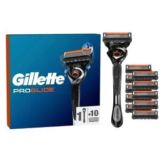 Gillette Fusion5 Proglide Rasierer mit 10 Ersatzklingen für sanfte Rasur
