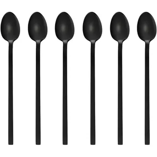 Gräwe Longdrinklöffel 6 Stück, Edelstahl, - Titan, Serie Lissabon schwarz