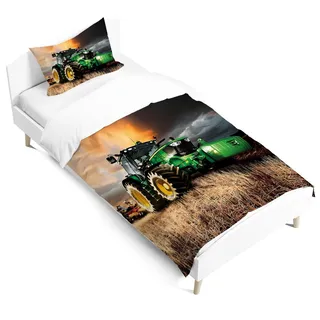 LLTTEER Traktor Bettwäsche-Set für Kinder,Kinderbettwäsche Mit Traktor Muster 3D-Druck Mikrofaser Bettbezug Mit 1 Kopfkissenbezug 65x65cm Bettwäsche-Set für Einzelbett﻿ (Traktor 01, 140 x 200cm)
