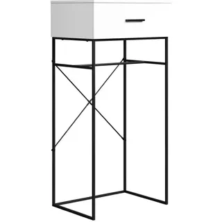 trendteam smart living - Strike - Beistelltisch mit praktischer Schublade - Weiß matt/Schwarz - Stilvoller Standschrank - (BxHxT) 60 x 132 x 48 cm - Wohnzimmertisch auf robustem Metallgestell