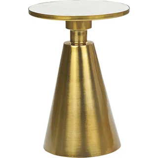 BELIANI Beistelltisch Gold u. Weiß aus Metall Marmor Rund  35 cm Elegantes Modernes Design für Wohnzimmer Schlafzimmer - Gold, Weiß