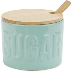 balvi Zuckerdose Sugar Farbe Türkis Elegante Zuckerdose zum Aufbewahren von Zucker Aus Keramik/Bambus