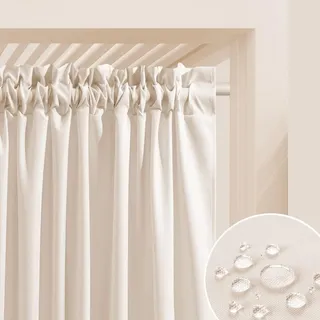 ROOM99 Outdoorvorhäng mit Kräuselband Garden Line 155 x 200 cm Breite x Höhe Outdoor Vorhang wetterfest Wasserdicht Sichtschutz Sonnenschutz Gardinen Garten Winddicht Helle Creme, 1 Stück