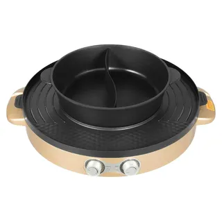 Elektrischer Hot Pot, 2-in-1 Grill- und Hot Pot-Design, effiziente Heizung, Gold