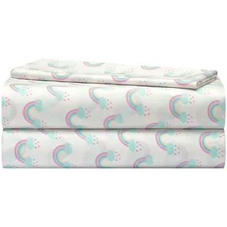 Heritage Kids 3-teiliges Bettwäsche-Set, inkl. Bettbezug, Spannbetttuch und Kissenbezug, Regenbogen-Druck, Twin, Mehrfarbig