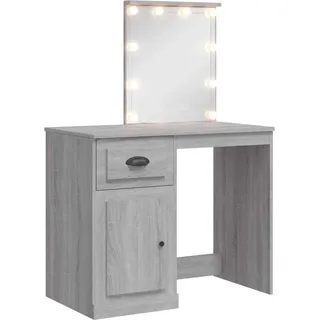 vidaXL Schminktisch mit LED-Leuchten Grau Sonoma 90x42x132,5 cm - Braun