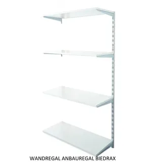Biedrax Wandregal - Anbauregal 20 x 80 x 150 cm, Farbe silber - 4 Fachboden grau