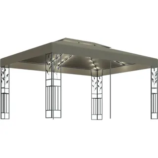 vidaXL Pavillon mit Doppeldach & LED-Lichterkette 3x4 m Taupe - Taupe