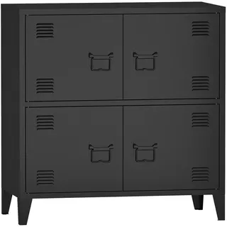 [en.casa] Hamina Aktenschrank 80x82x40 cm Schwarz