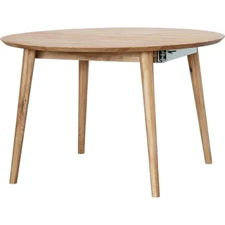 Lomadox Ausziehtisch rund, 120cm Durchmesser, ausziehbar auf 165cm, Wildeiche massiv geölt, TARVA-69 - Braun