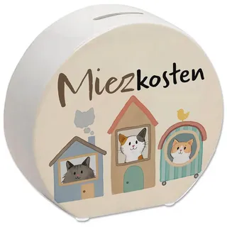 speecheese Katzen Spardose mit Spruch Miezkosten Für Katzenmensch Sparen leichtgemacht im Miezhaus Glückskatze Design Ideal für Haustierfans Mieten miete