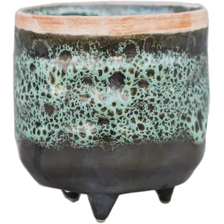 Ivyline Pflanzgefäß mit Fuß aus glasiertem Smaragd, 7 x 7 cm