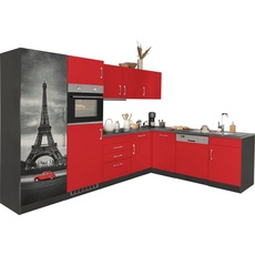 Bild MÖBEL Winkelküche »Paris«, Stellbreite 290/220 cm, wahlweise mit Induktionskochfeld rot