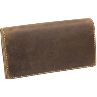 XXL Damen Geldbörse Frauen Geldbeutel für 10 Kreditkarten Used Look LEAS in Echt-Leder - Vintage-Collection 17x9,5x3,5cm (BxHxT) (Dark Cognac)