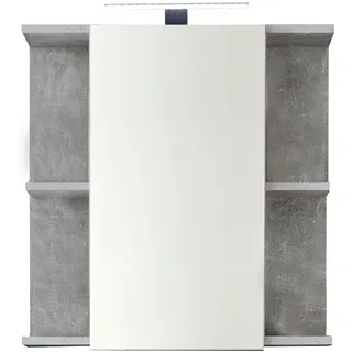 trendteam smart living - Spiegelschrank Nano - Aufbaumaß (BxHxT) 60 x 62 x 20 cm - Farbe Beton Stone melamin), B:60cm H:62cm T:20cm, FSC-zertifizierter Holzwerkstoff, Schränke, Badspiegel mit Weiß - 184650634