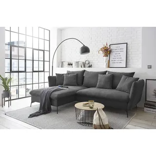 otto home Ecksofa »LIVORNO,258 cm, L-Form,« Schlaffunktion u. Bettkasten (139/224cm), Samt, Struktur, Webstoff, schwarz,