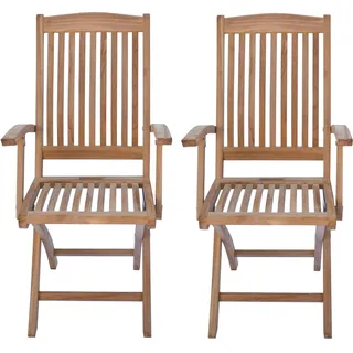 Teak Klappstuhl Ancona mit Armlehnen (2 Stück) - ohne Auflage - Lehne: 110cm