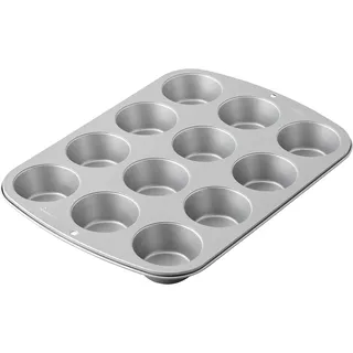 Wilton 03-3118 Cupcake- /Muffin-Backform, Recipe Right, Antihaft, 12 Vertiefungen, Grau, Estándar