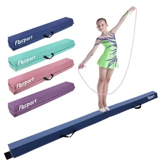 FBSPORT Schwebebalken Kinder 180/210/240/270/300cm Faltbarer für Zuhause | Extra fester Schaumstoff, PU‐Leder‐Bezug, einfache Reinigung, rutschfeste Unterseite, mit Tragetasche, für alle Turnniveaus