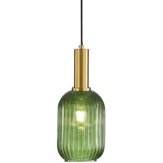 HJXDtech Moderne Vintage Glas Lampenschirm Hängeleuchten & Pendelleuchten, E27 Gold Lampenfassung, Hängelampe einflammig für Küche, Esstisch, Schlafzimmer und Wohnzimmer (Grünes, 13cm)