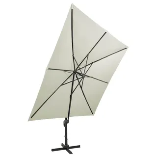 vidaXL Ampelschirm mit LED-Beleuchtung 300 cm Sandweiß - Beige