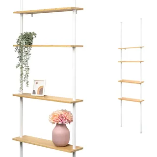 bremermann Teleskop-Eckregal, weiß, Metall , Weiß , 70x290x18 cm , Badezimmer, Badezimmerregale, Badregale