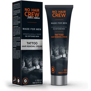 NO HAIR CREW Tattoo Edition – Enthaarungsscreme für tätowierter Haut, Haarentfernung in 4-8 Minuten, 150 ml