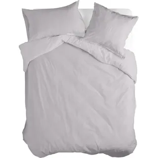 Basic Bettbezug Hellgrau 135 x 200 cm 100% Baumwolle Hergestellt in Europa - Hellgrau