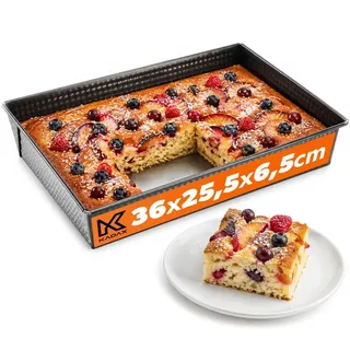 KADAX rechteckige Backform, Backblech in 3 Größen, hohe Blechränder für Kuchen, Toastbrot, Käsekuchen, Brownie, pflegeleichte Kastenform, Wärmeverteilung (36 x 25,5 cm, Schwarz)