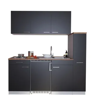 Respekta Küchenzeile 180 cm Schwarz-Weiß