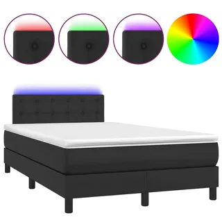 vidaXL Boxspringbett mit Matratze & LED Schwarz 120x200 cm Kunstleder - Schwarz