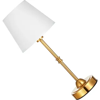 SucceBuy Kabellose Tischlampen (2er-Set) mit Stoffschirm & 5200 mAh Akku, dimmbare Nachttischleuchten (3 Helligkeitsstufen) für Schlafzimmer, Schreibtisch oder Nachttisch in Gold - Gold