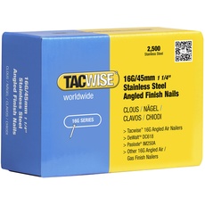 Tacwise Edelstahl-Nägel Gewinkelt 16G/45 mm, 2500 Stück, 0369, silber