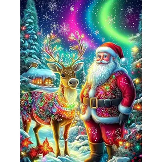 Lxmsja 5D Diamond Painting Weihnachten, Diamond Painting Weihnachtsmann Erwachsene, Diamant Painting Bilder, Full DIY Diamant Kunst Malerei Stickerei Set Kreuzstich Bilder Home Wand Dekor 30x40cm