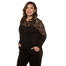 Große Größen Pyjamashirt Damen (Größe 46 48, schwarz) | Ulla Popken Wäsche Modal/Baumwolle