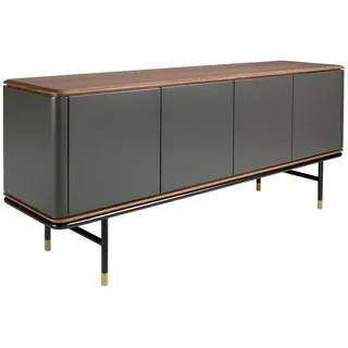 Angel Cerda Sideboard Sideboard aus dunkelgrauem Holz, schwarzem Stahl und Walnussplatte 180/45/79 cm , Dunkelgrau , Holzwerkstoff , 180x79x45 cm , FSC 100% , Kleinmöbel, Kommoden, Sideboards
