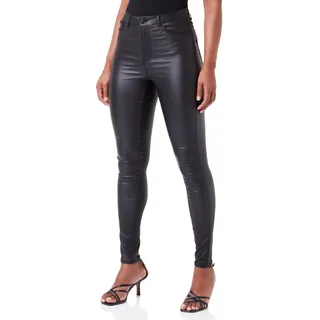 VERO MODA Damen VMSOPHIA HR Skinny Coated Pants NOOS Hose, Black/Detail:Coated, M/30
