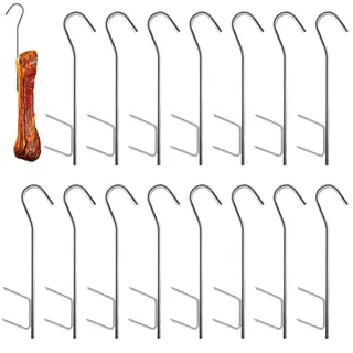 15 Stück Räucherhaken, Fleischerhaken Edelstahl Räucherhaken Forelle Räucherhaken Doppelspitz Smoking Hooks Edelstahl Doppelhaken zum Aufhängen von Geräuchertem Fisch, Fleisch, Wurst(21cm)