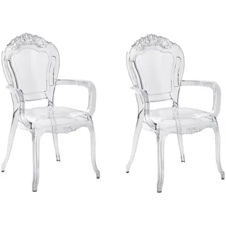 Beliani Esszimmerstuhl Kunststoff transparent schwarz 2er Set