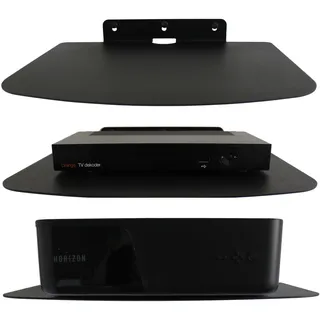 Massives Metall Wandregal mit Halterung für TV/SAT-Receiver, WLAN-Router, Switch, Konsole, DVD-Player, Blu-ray-Player, Groß Schwarz - Schwarz