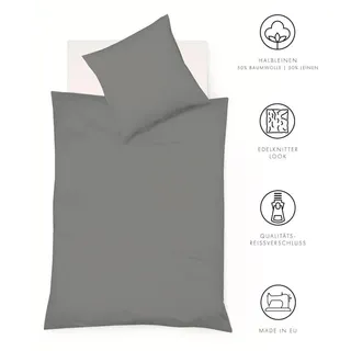 FLEURESSE Provence unifarben grau 155 x 220 cm + 2 x 80 x 80 cm