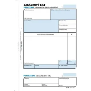 1048 - Zakázkový list A5, opravenka, 100 list