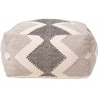 Homescapes Sitzpouf Malmö grau gemustert, 55/55/30 cm , Textil , Grafikmuster , Quadratisch , 55x30x55 cm , Wohnzimmer, Sessel, Hocker & Hockerbänke, Poufs