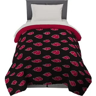 Franco Naruto Anime Akatsuki Muster Bettwäsche weiche Mikrofaser, Twin, (offizielles Naruto-Produkt)