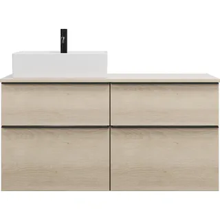 burgbad Eqio Keramik-Aufsatzwaschtisch quadratisch, links, inklusive Waschtischunterschrank mit 4 Schubladen, Breite 1200mm, SGUS120LF3180C0001G0252