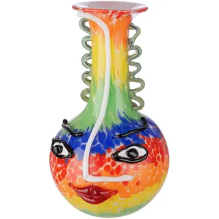 Dekovase , Multicolor , Glas , Kopf , 21x34x20 cm , auch für frische Blumen geeignet , Dekoration, Vasen, Glasvasen