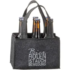 MC Trend Flaschenträger aus Filz Flaschentasche Männerhandtasche für 6 Flaschen Bierträger Männer Handtasche Geschenkverpackung (Bier Holen ist auch ...)