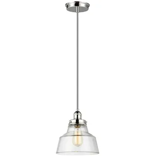 Elstead Lighting Hängeleuchte , Nickelfarben , Metall, Glas , 30.1 cm , Grüner Punkt, RoHS , Lampen & Leuchten, Leuchtenserien