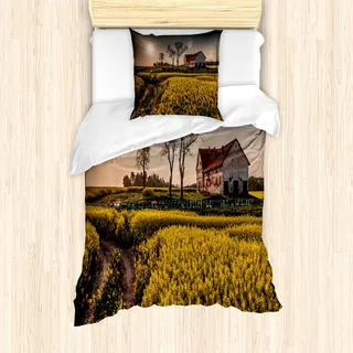 ABAKUHAUS Landhaus Mantele, Altes Landhaus, Milbensicher Allergiker geeignet mit Kissenbezügen, 135 cm x 200 cm - 80 x 80 cm, Mehrfarbig