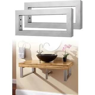 Sessamen-LP Wandkonsole für Waschtisch Waschtischhalterung 2 Stück 30×15cm Gebürsteter Edelstahl Handtuchhalter für Waschbecken Regale Tisch